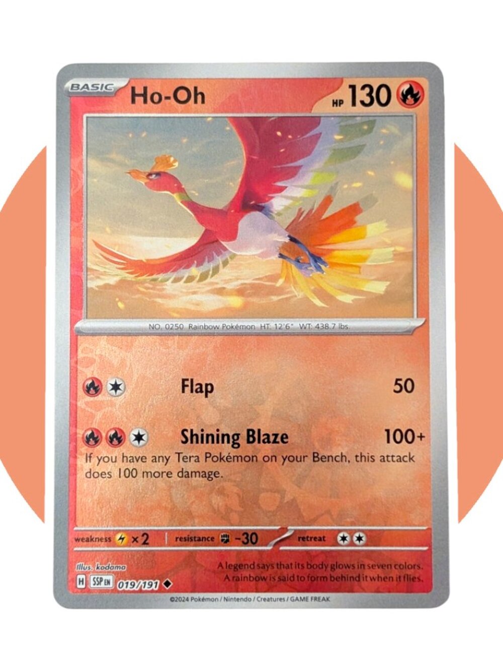 Surging Sparks Pokemon Card (XX11): Ho-Oh 019/191 Reverse Holo